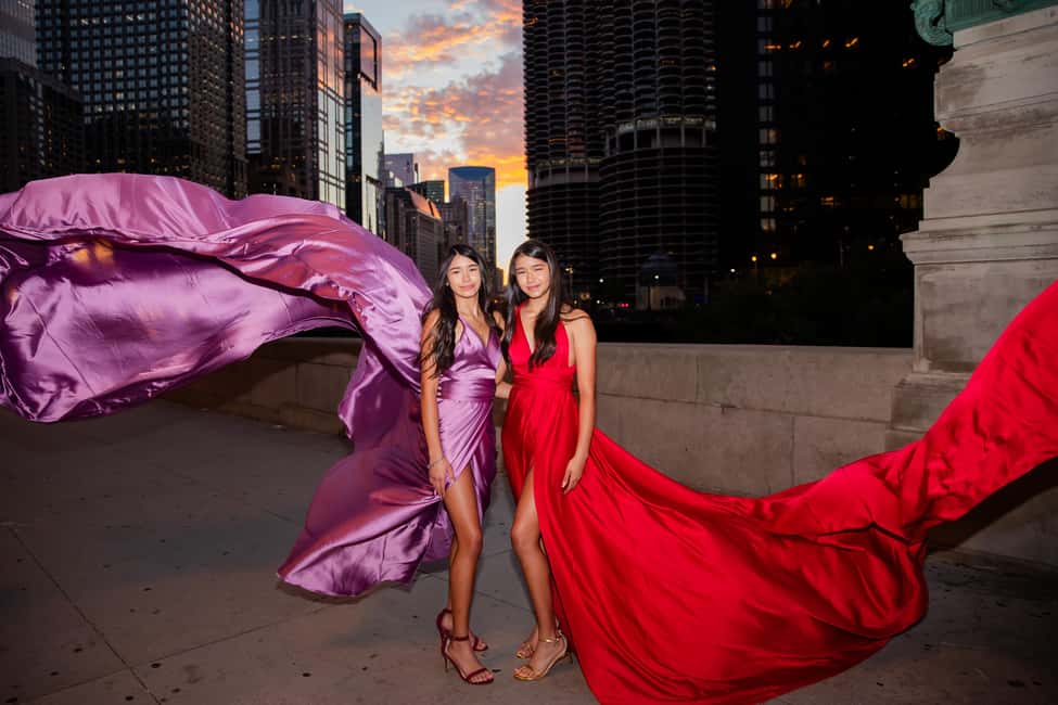 Chicago Luxury Flying Dress Photoshoot - The flying dress rental: beautiful drama plus a little planning